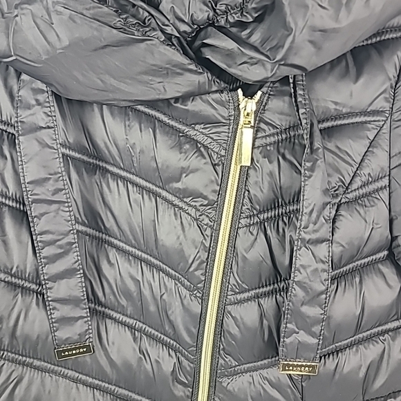 Laundry by Shelli Segal Women's Black Puffer Jacket Coat Hooded Sz S - Picture 2 of 13